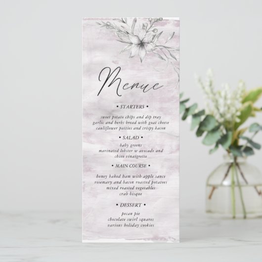 Rustige botanica Wedding Dinner Menu Uitnodiging (Staand voorkant)