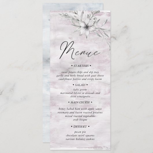Rustige botanica Wedding Dinner Menu Uitnodiging (Voorkant / Achterkant)