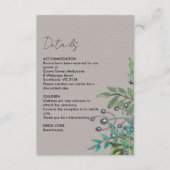 Rustige botanische Bleke grijze bruiloft — details Informatiekaartje (Voorkant)