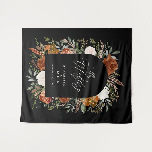 Rustige botanische bruiloft welkomstscript terraco wandkleed (Voorkant (horizontaal))