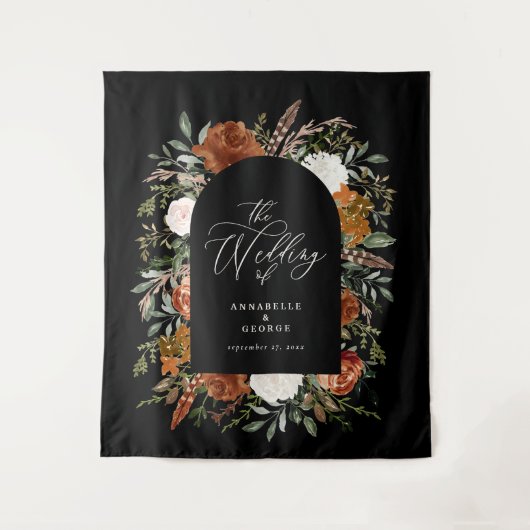 Rustige botanische bruiloft welkomstscript terraco wandkleed (Voorkant)