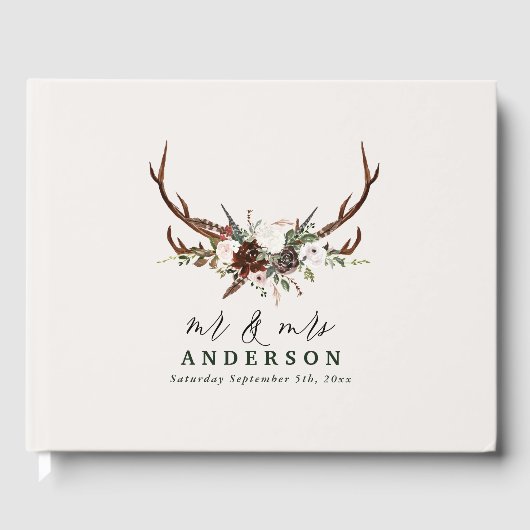 Rustige botanische bruinkoolzetplank gastenboek (Voorkant)