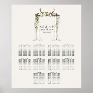 Rustige botanische bruinkoolzetplank poster