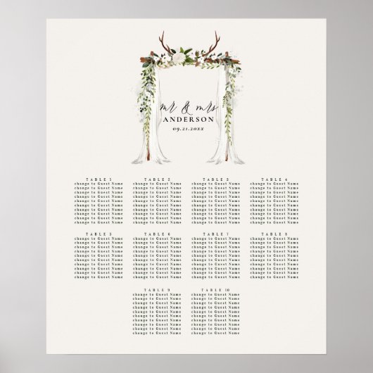 Rustige botanische bruinkoolzetplank poster (Voorkant)