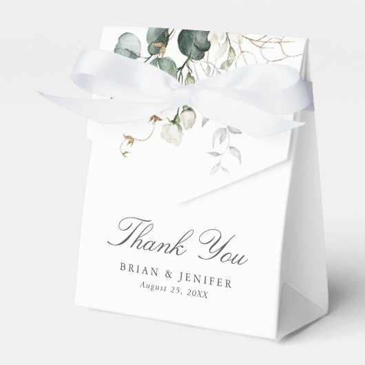 Rustige botanische Eucalyptus Greenery Wedding Bedankdoosjes (Voorkant Zijde)