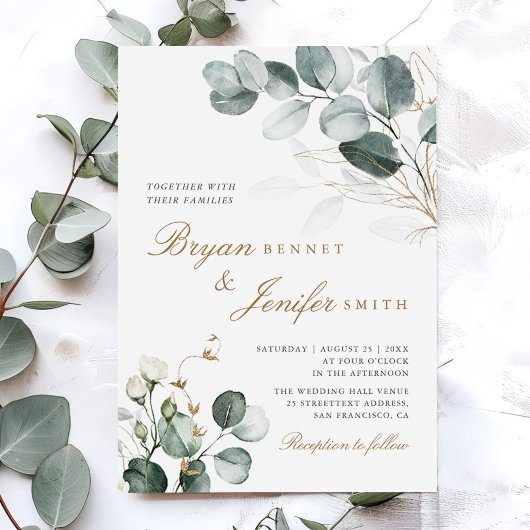 Rustige botanische Eucalyptus Greenery Wedding Kaart