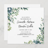 Rustige botanische Eucalyptus Greenery Wedding Kaart (Voorkant / Achterkant)