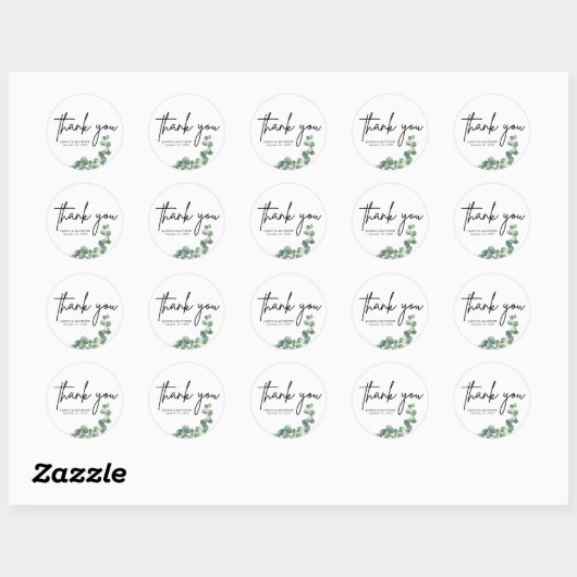 Rustige botanische Eucalyptus Greenery Wedding Ronde Sticker (Vel)