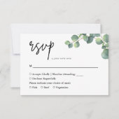 Rustige botanische Eucalyptus Greenery Wedding RSVP Kaartje (Voorkant)