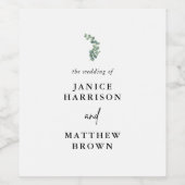 Rustige botanische Eucalyptus Greenery Wedding Wijn Etiket (Enkel label)
