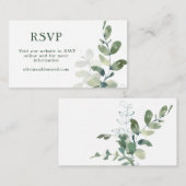 Rustige botanische eucalyptusbruiloft RSVP Informatiekaartje (Voorkant / Achterkant)