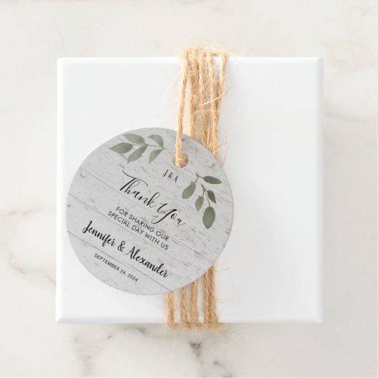 Rustige botanische monogram foto bruiloft bedankt bedankjes labels (In situ)