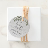 Rustige botanische monogram foto bruiloft bedankt bedankjes labels (In situ)