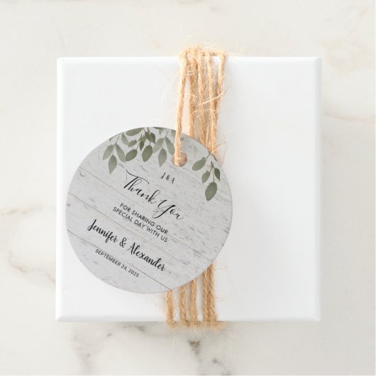 Rustige botanische monogram foto bruiloft bedankt bedankjes labels (In situ)