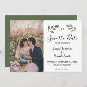 Rustige botanische monogram foto Save the Date Kaart (Voorkant / Achterkant)