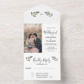 Rustige botanische monogram foto Weddenschap All In One Uitnodiging (Binnen)