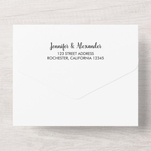 Rustige botanische monogram foto Weddenschap All In One Uitnodiging (Achterkant)