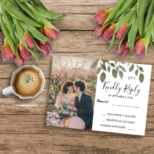 Rustige botanische monogrammen foto Wedding RSVP Kaart
