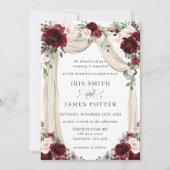 Rustige Bourgogne Blush Floral Flower Arch Wedding Kaart (Voorkant)