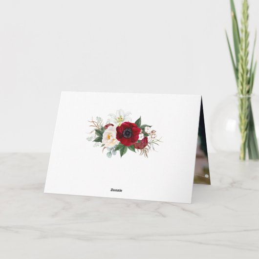 Rustige Bourgogne Floral Mason Jar Weddenschap Bedankkaart (Achterkant)