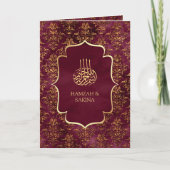 Rustige Bourgogne Gold Damask-moslimbruiloft (Voorkant)