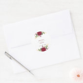 Rustige Bourgogne Rode Florale bruiloft Ronde Sticker (Envelop)