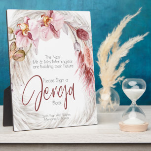 Rustige Bourgogne roze ivory pampas grass Block Fotoplaat