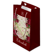 Rustige Bourgogne Rozen Bridesmaid Monogram Klein Cadeauzakje (Voorkant Gekanteld)
