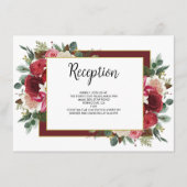 Rustige Bourgogne Winter Floral Wedding Reception Informatiekaartje (Voorkant)