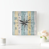 Rustige braad Nautical Compass Vierkante Klok (Huis)