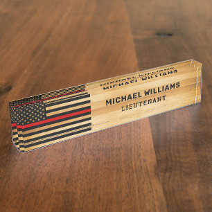 Rustige brandweerman Thin Red Line America Vlag Ho Naambordje