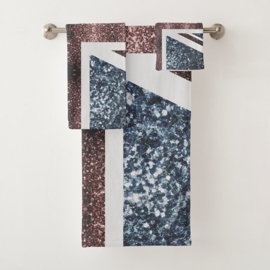 Rustige Britse vlag rode blauwe sparkles Bad Handdoek (Insitu)