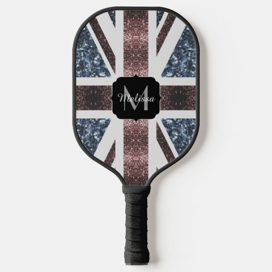 Rustige Britse vlag rode blauwe sparkles glitters Pickleball Paddle (Voorkant)
