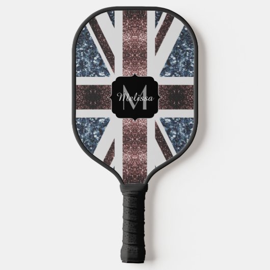 Rustige Britse vlag rode blauwe sparkles glitters  Pickleball Paddle (Achterkant)