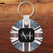 Rustige Britse vlag rode blauwe sparkles glitters  Sleutelhanger (Voorkant)