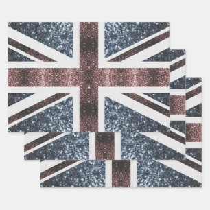 Rustige Britse vlag rode blauwe sparkles Inpakpapier Vel