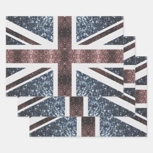 Rustige Britse vlag rode blauwe sparkles Inpakpapier Vel (Set)