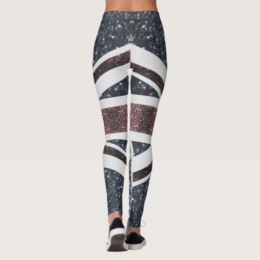 Rustige Britse vlag rode blauwe sparkles Leggings (Achterkant)