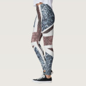 Rustige Britse vlag rode blauwe sparkles Leggings (Links)