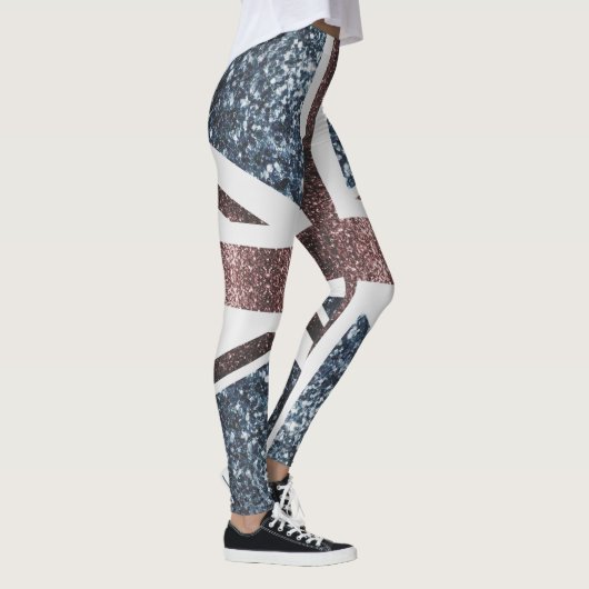 Rustige Britse vlag rode blauwe sparkles Leggings (Rechts)