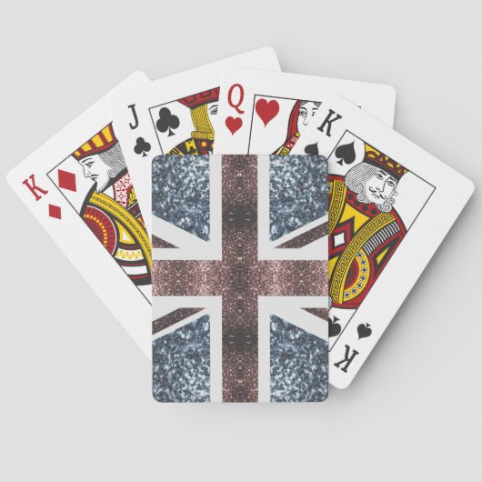 Rustige Britse vlag rode blauwe sparkles Pokerkaarten (Achterkant)
