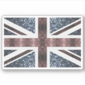 Rustige Britse vlag rode blauwe sparkles Sticker (Voorkant)