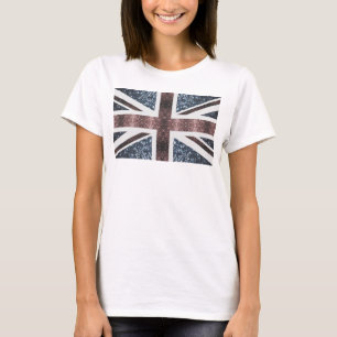 Rustige Britse vlag rode blauwe sparkles T-shirt