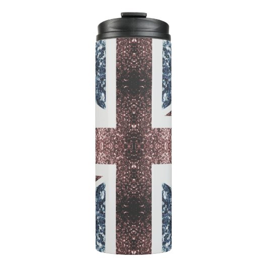 Rustige Britse vlag rode blauwe sparkles Thermosbeker (Voorkant)
