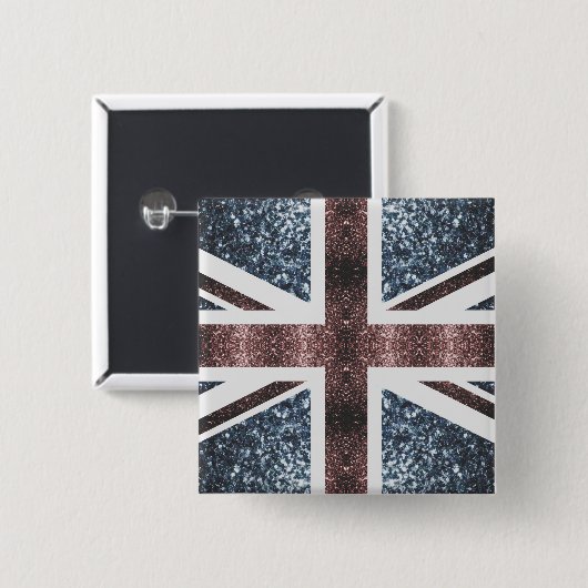 Rustige Britse vlag rode blauwe sparkles Vierkante Button 5,1 Cm (Voorkant /achterkant)