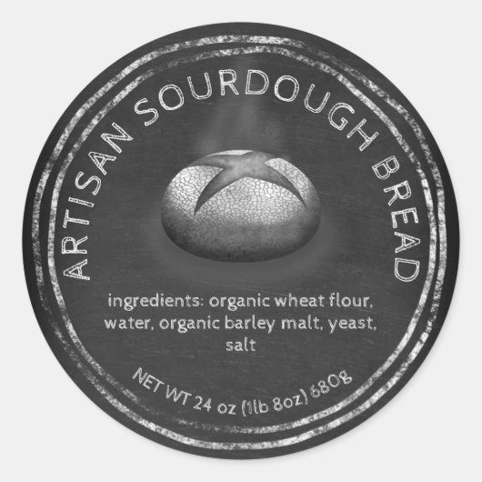 Rustige broodbakker met ingrediënten ronde sticker (Voorkant)
