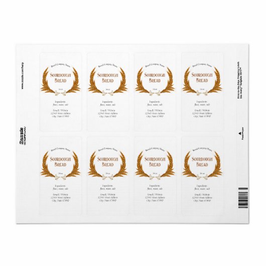 Rustige broodbakkerijproducten etiket (Full Sheet)