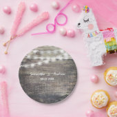 Rustige bruiloft met hout en taarlampen papieren bordje (Feest)