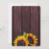 Rustige bruiloft met zonnebloem kaart (Achterkant)