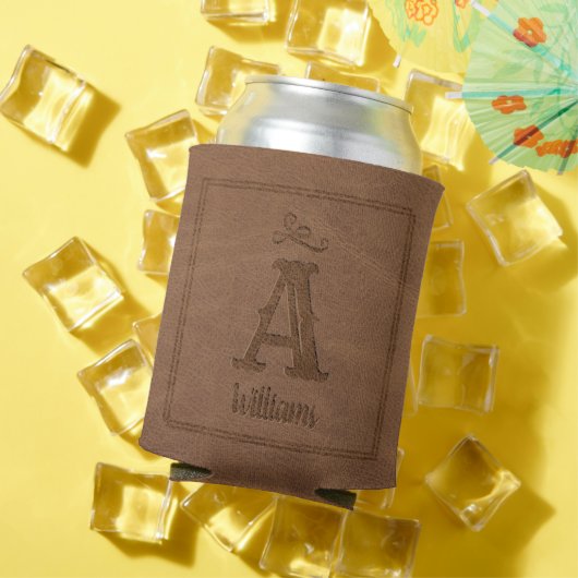 Rustige bruin kunstleder op maat blikjeskoeler (Insitu Zomer)